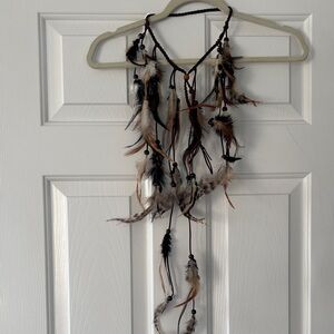 Source Unknown Feathered Hair Accessory - Black and Brown